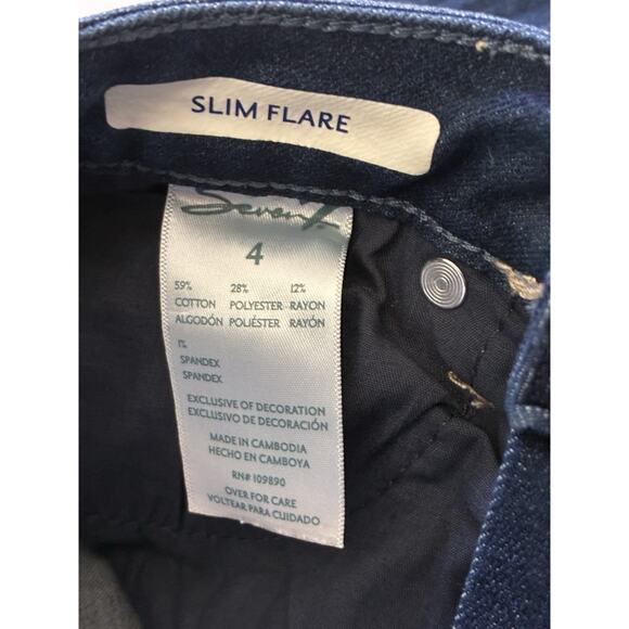 Seven7 High Rise Slim Flare Jeans – Dark Wash, Size 4 - Picture 4 of 7